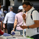 A man takes a coronavirus disease (COVID-19) test at a pop-up testing site in New York City, U.S., July 11, 2022. REUTERS/Brendan McDermid